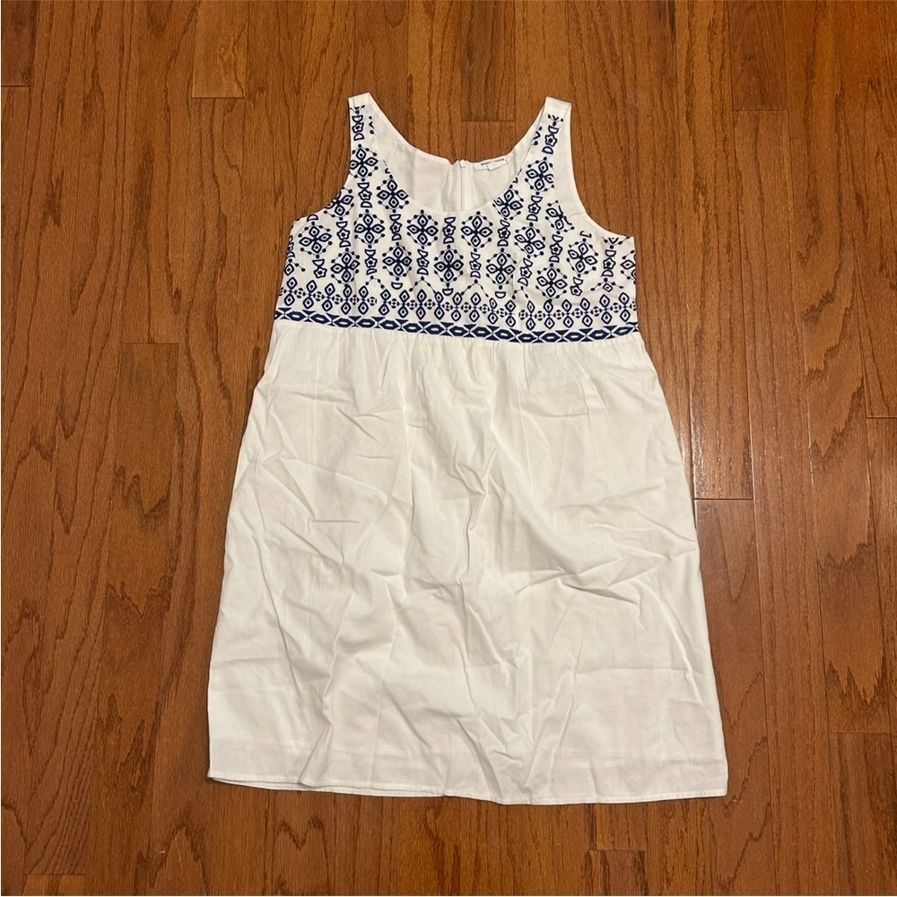 BeachLunchLounge White Blue Embroidered Sleeveless Dress Large - Picture 2 of 7